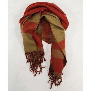 Banana Republic Tan & Red Wool Blend Scarf Wrap O/S